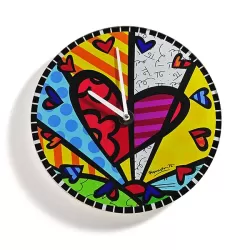 Orologio da parete in vetro rotondo "Heart" - Romero Britto